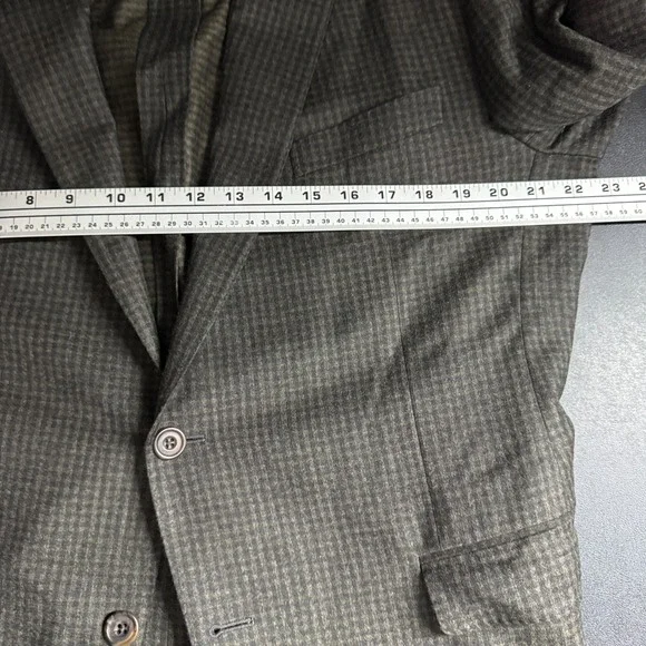 H.Stockton Men's‎ Blazer Sport Coat 44R Brown Check Wool Italy Custom Tailored